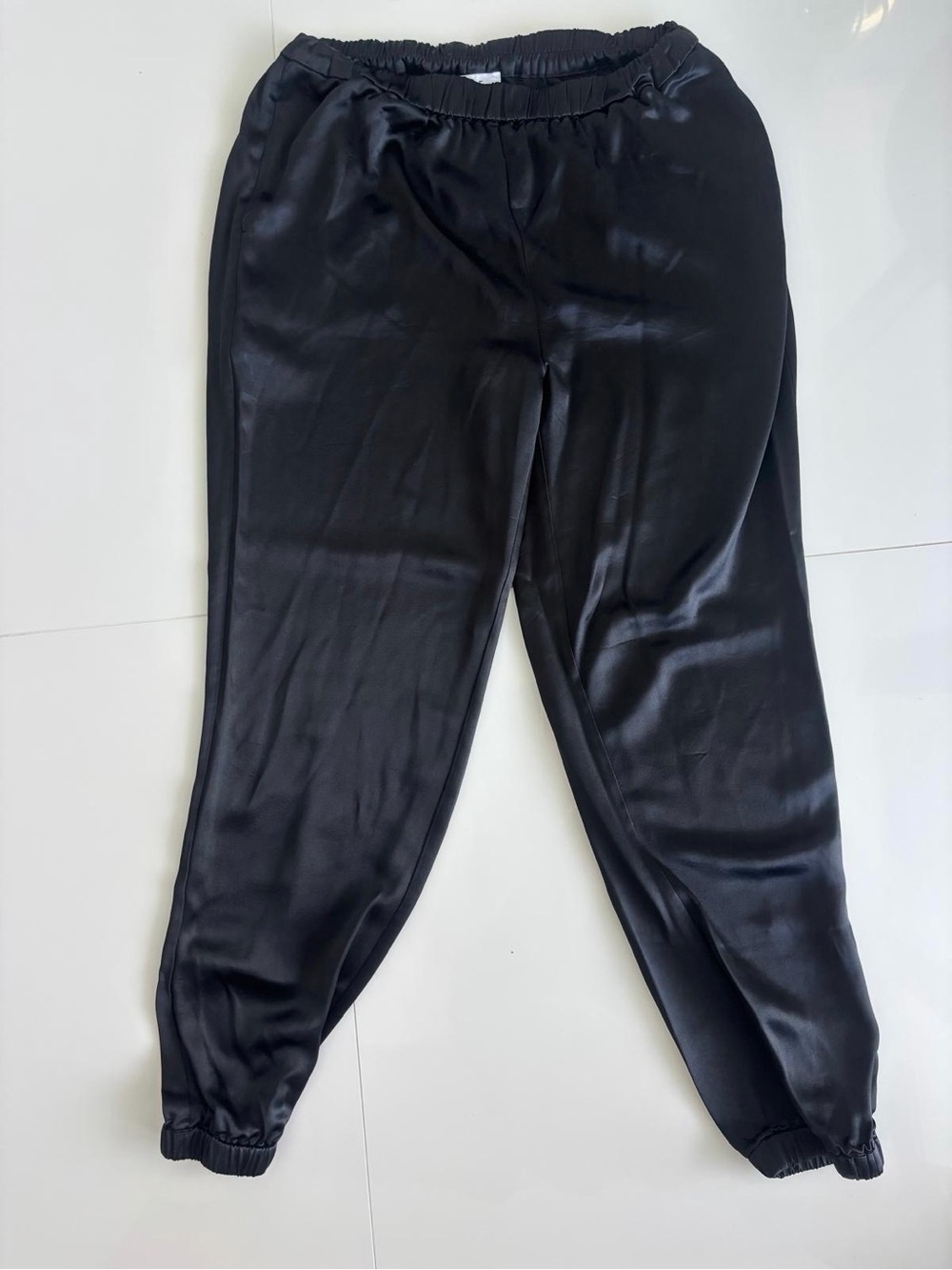 FRAME Black Satin Jogger Pants